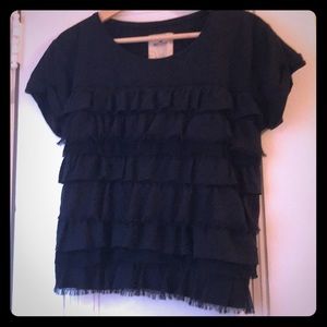 Navy blue ruffle top